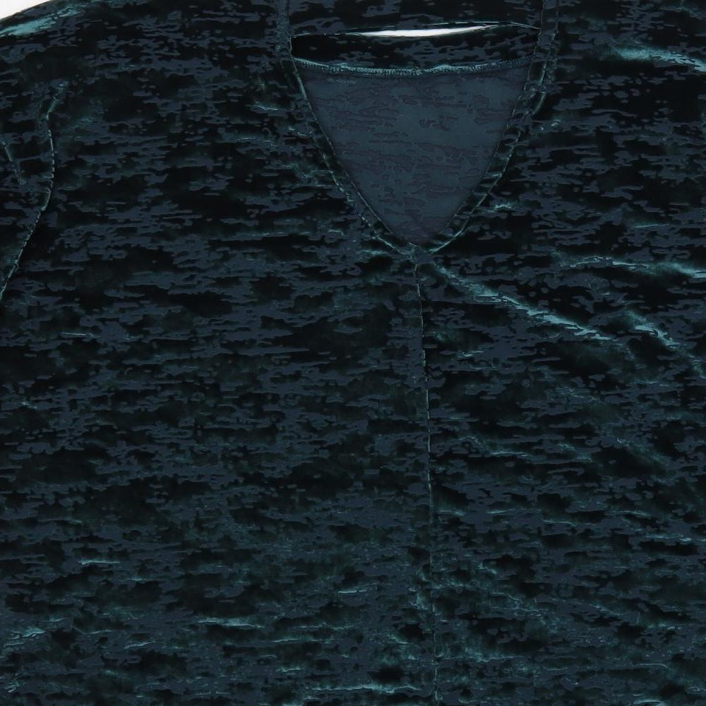NEXT Womens Green Geometric Polyester Basic Blouse Size 10 Round Neck