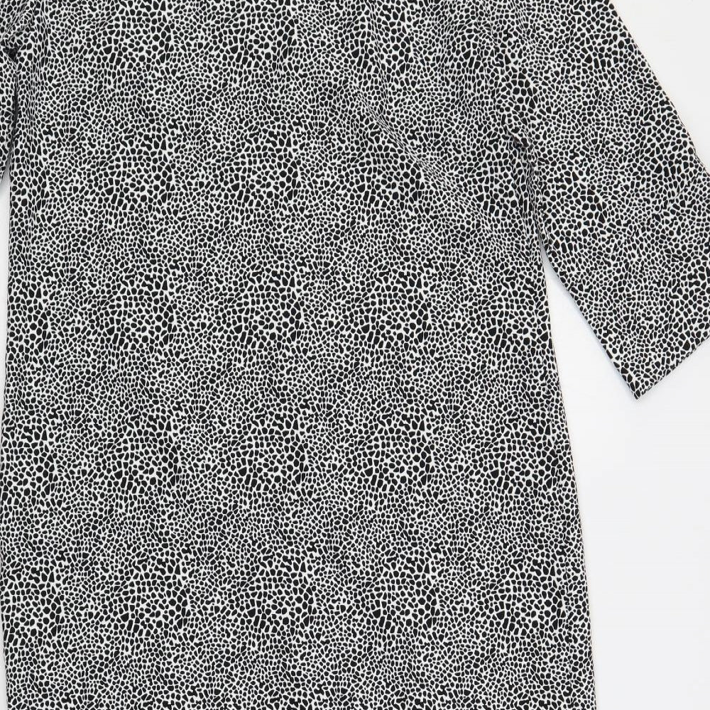 Marks & Spencer Womens Black Geometric Polyester Shift Size 8 V-Neck Pullover