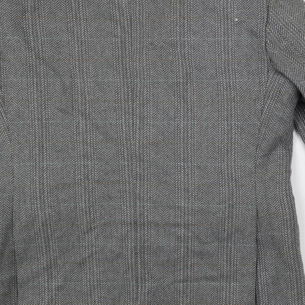 Greenwoods Mens Grey Geometric Jacket Blazer Size 40 Button