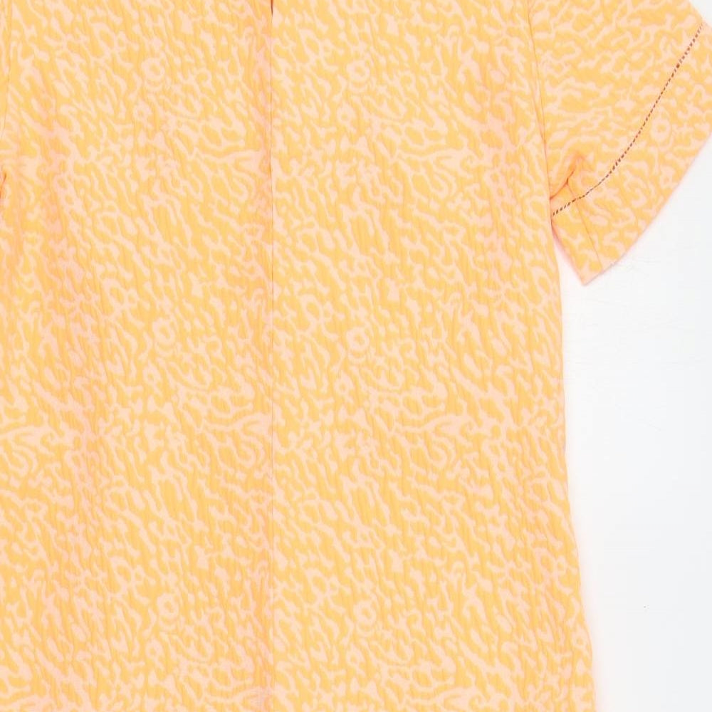 Marks & Spencer Womens Orange Animal Print Polyester Shift Size 12 Boat Neck Button