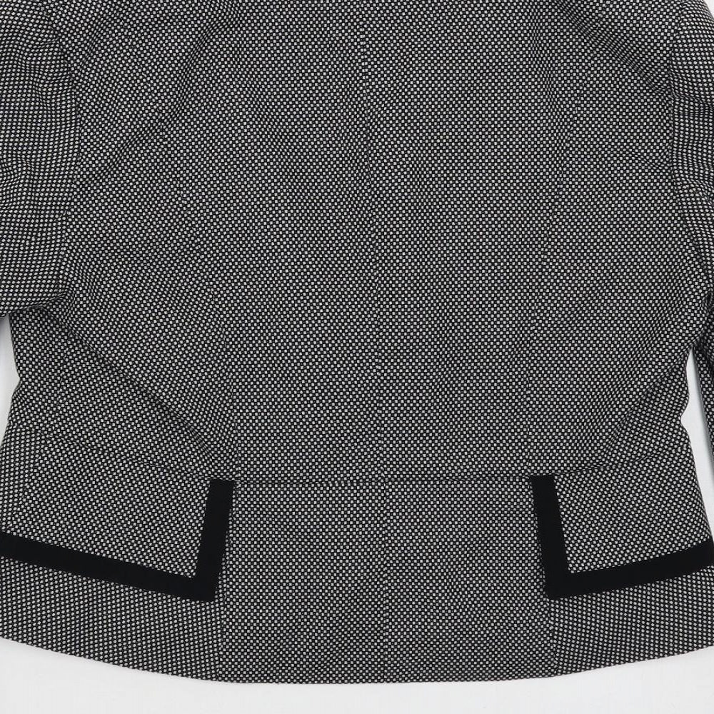 Marks & Spencer Womens Black Geometric Jacket Blazer Size 14 Button
