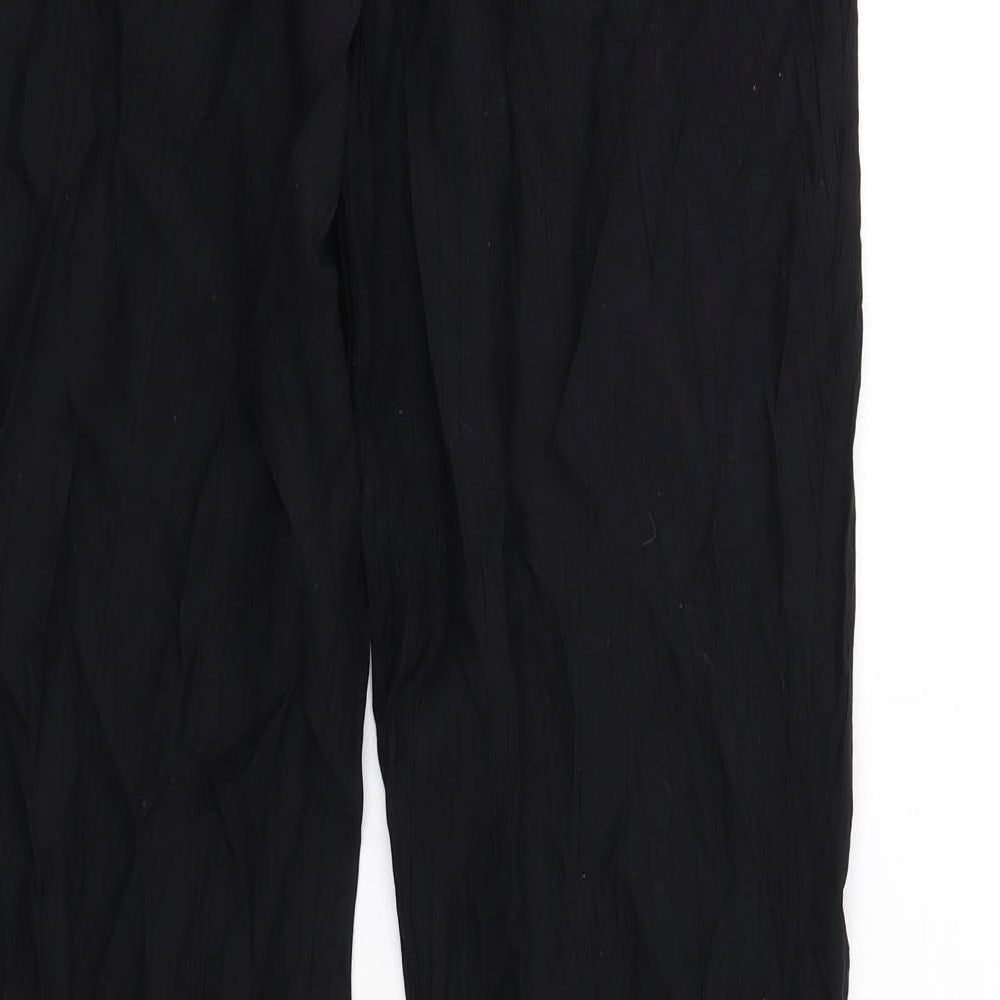 H&M Womens Black Viscose Trousers Size 12 L31 in Regular Zip