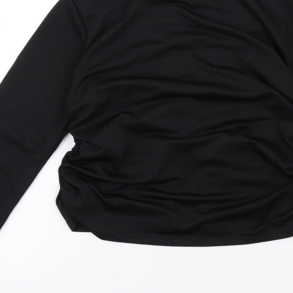 As You Womens Black Polyester Basic Blouse Size 10 Round Neck - Keyhole Neck