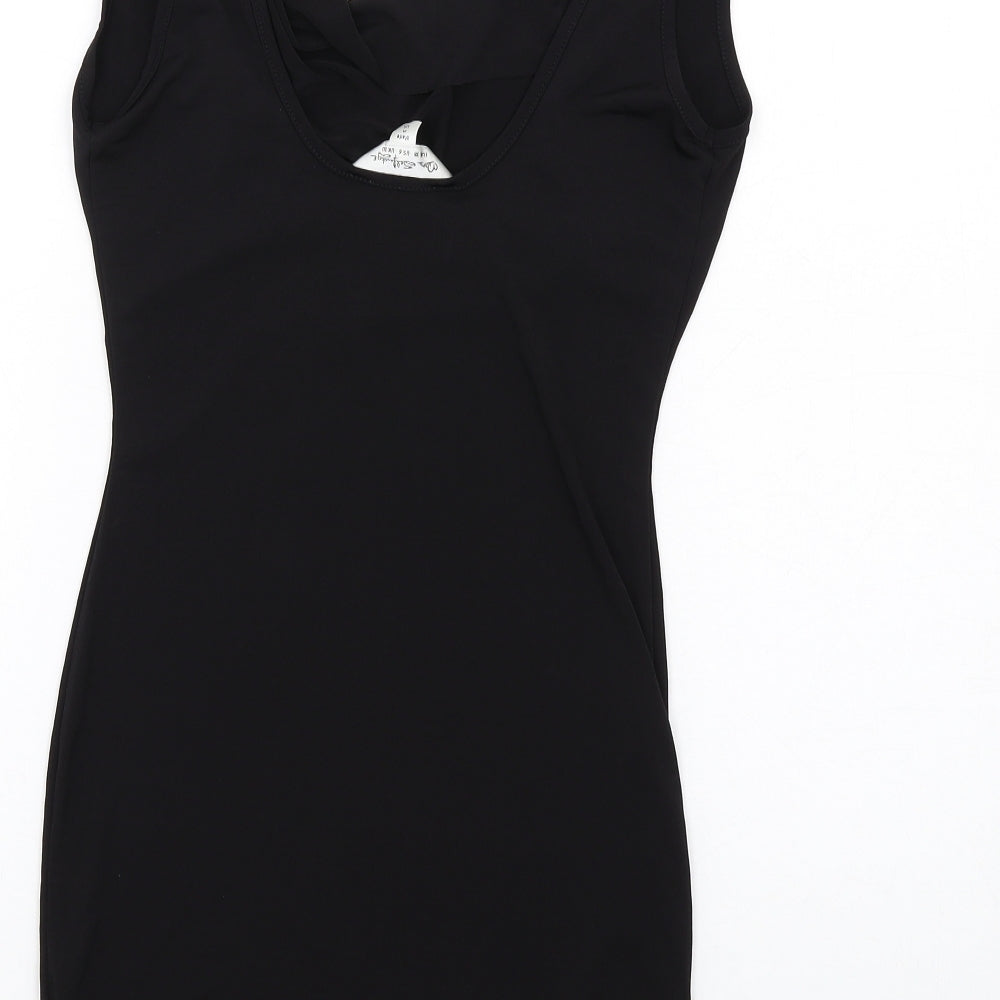 Miss Selfridge Womens Black Polyester Mini Size 10 Cowl Neck Pullover