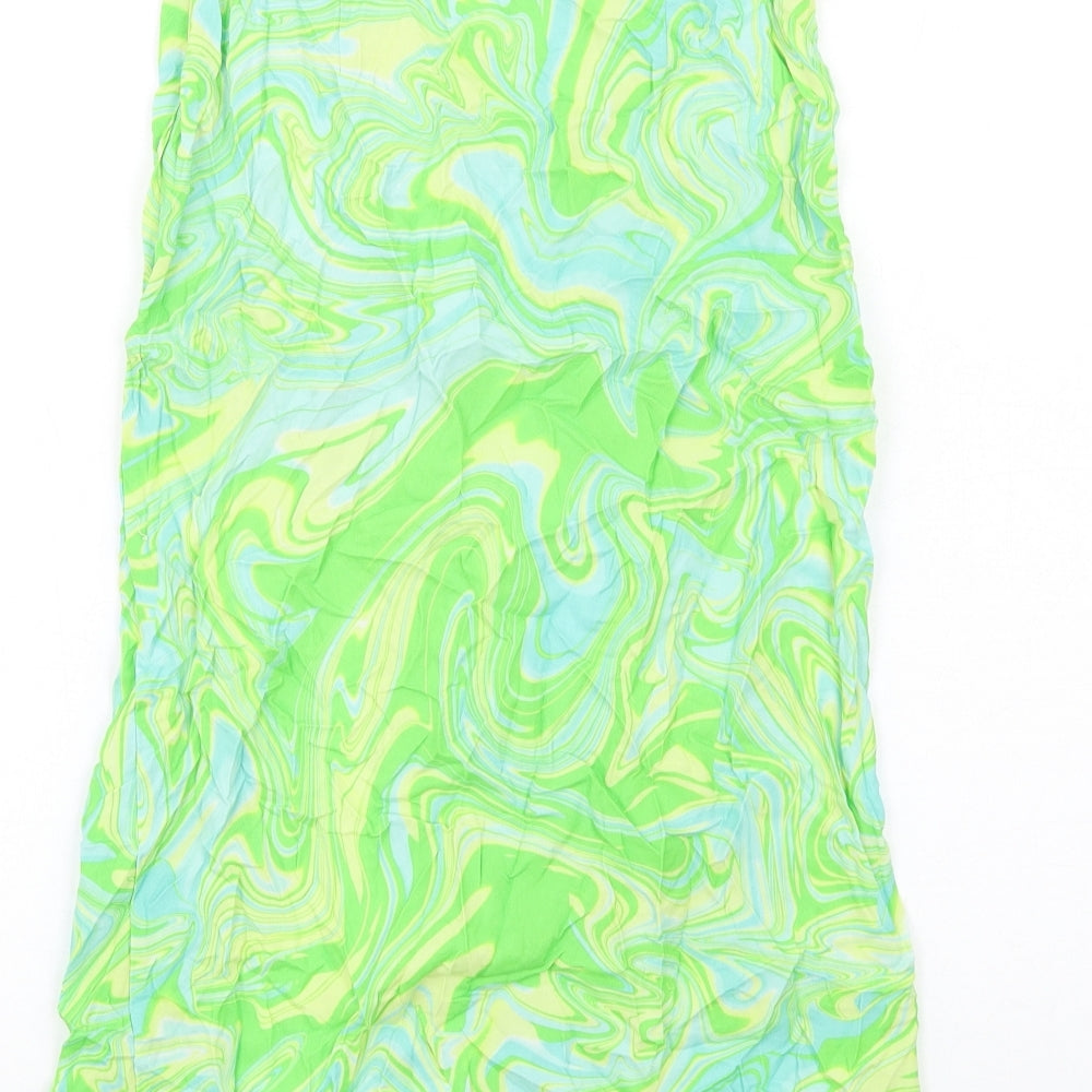 Stradivarius Womens Multicoloured Geometric Viscose A-Line Skirt Size 10 Zip - Slit