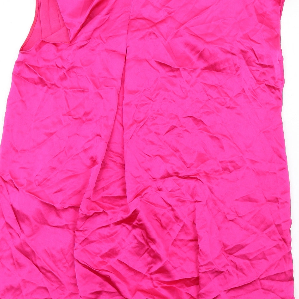 Zara Womens Pink Viscose A-Line Size XS Round Neck Zip