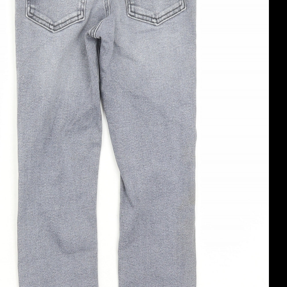 Next Boys Grey Cotton Straight Jeans Size 9 Months L22 in Extra-Slim Drawstring - Elasticated Waist