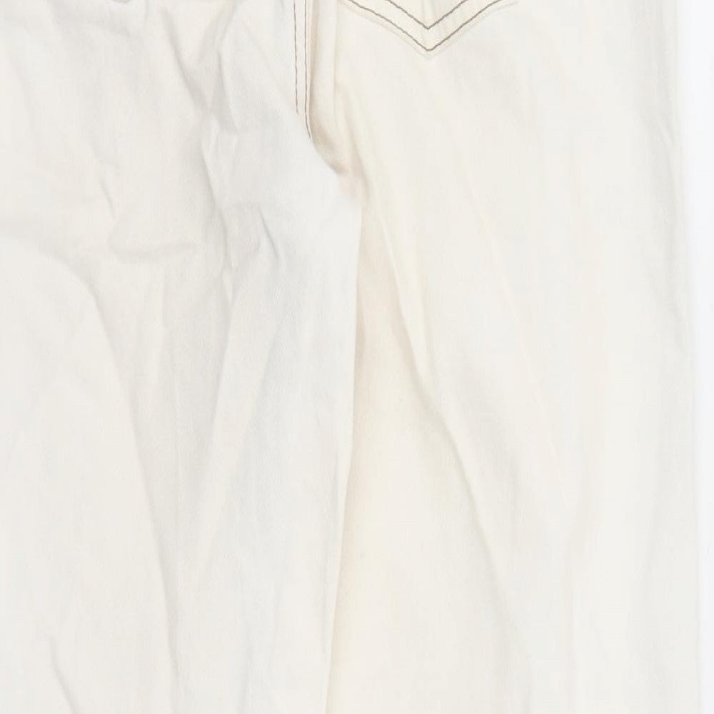 Noisy May Womens Beige Cotton Straight Jeans Size 28 in L27 in Regular Zip