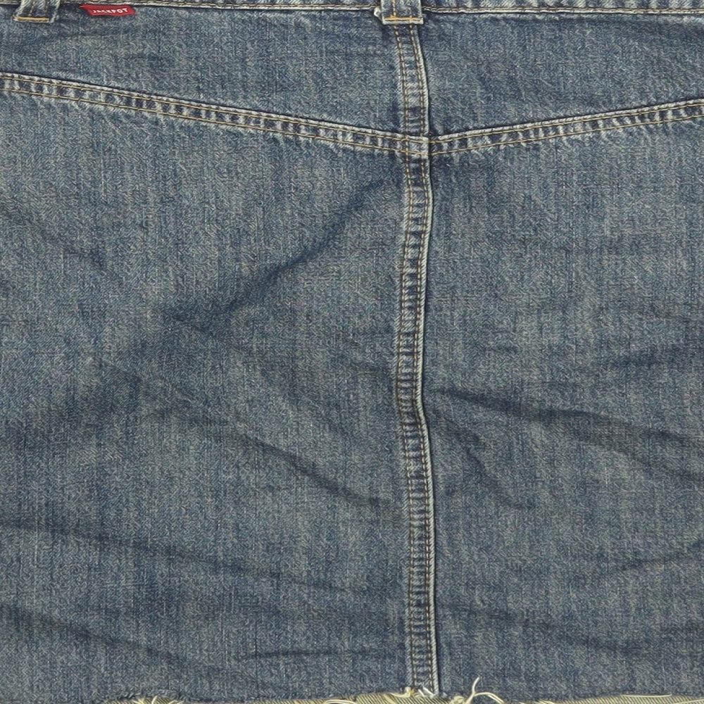 Jackpot Womens Blue Cotton A-Line Skirt Size 30 in Zip