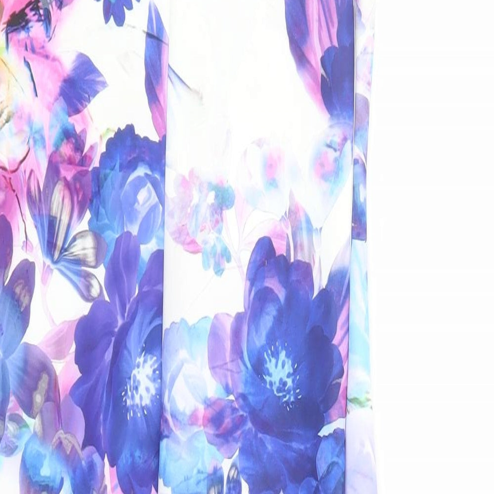 Jessica Wright Womens Multicoloured Floral Polyester Pencil Dress Size 8 Off the Shoulder Pullover