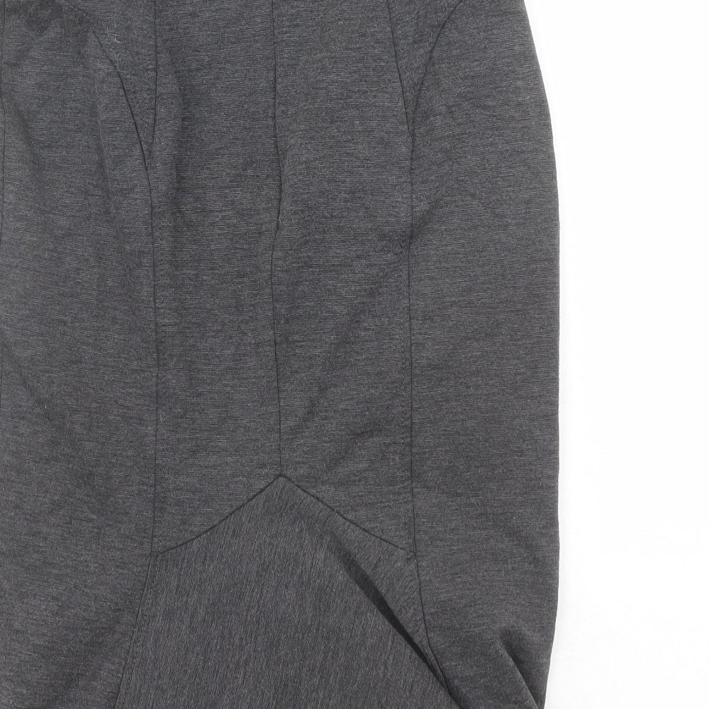 South Womens Grey Polyester Straight & Pencil Skirt Size 10 Zip