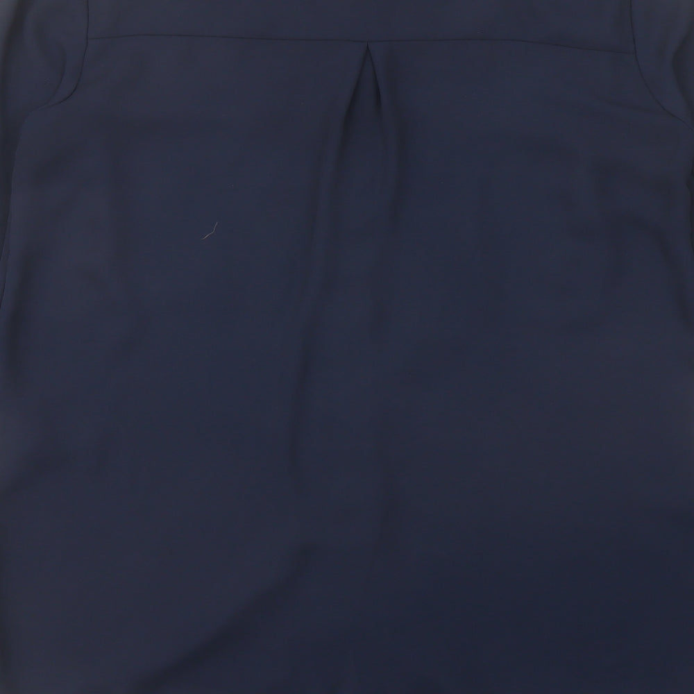 Marks & Spencer Womens Blue Polyester Basic Blouse Size 10 Round Neck