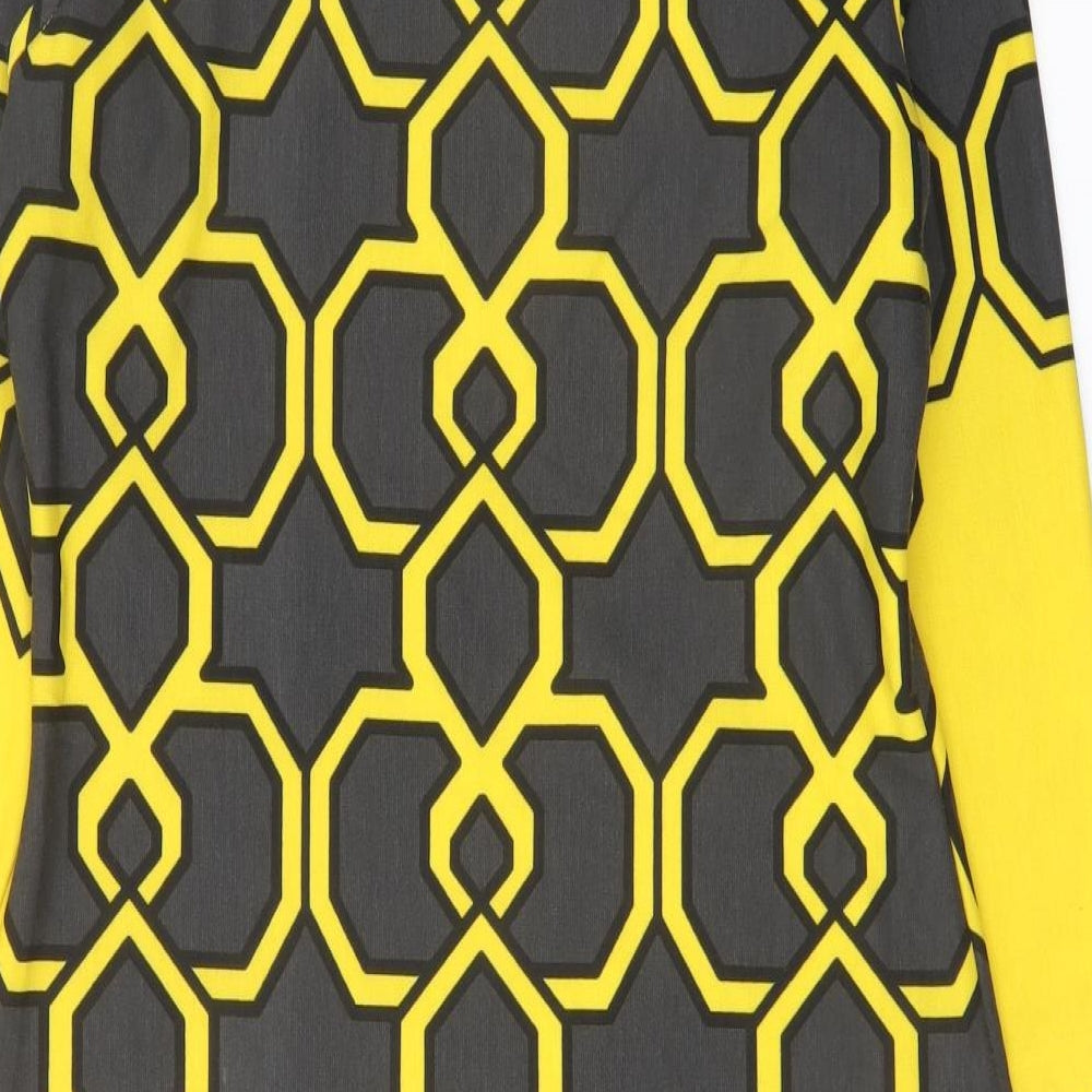 Aryeh Womens Yellow Geometric Polyester A-Line Size M Boat Neck Pullover