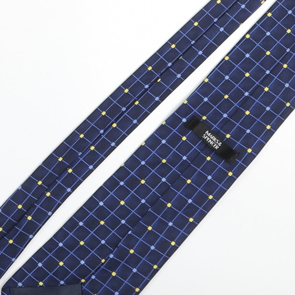 Marks & Spencer Mens Blue Plaids & Checks Polyester Pointed Tie One Size