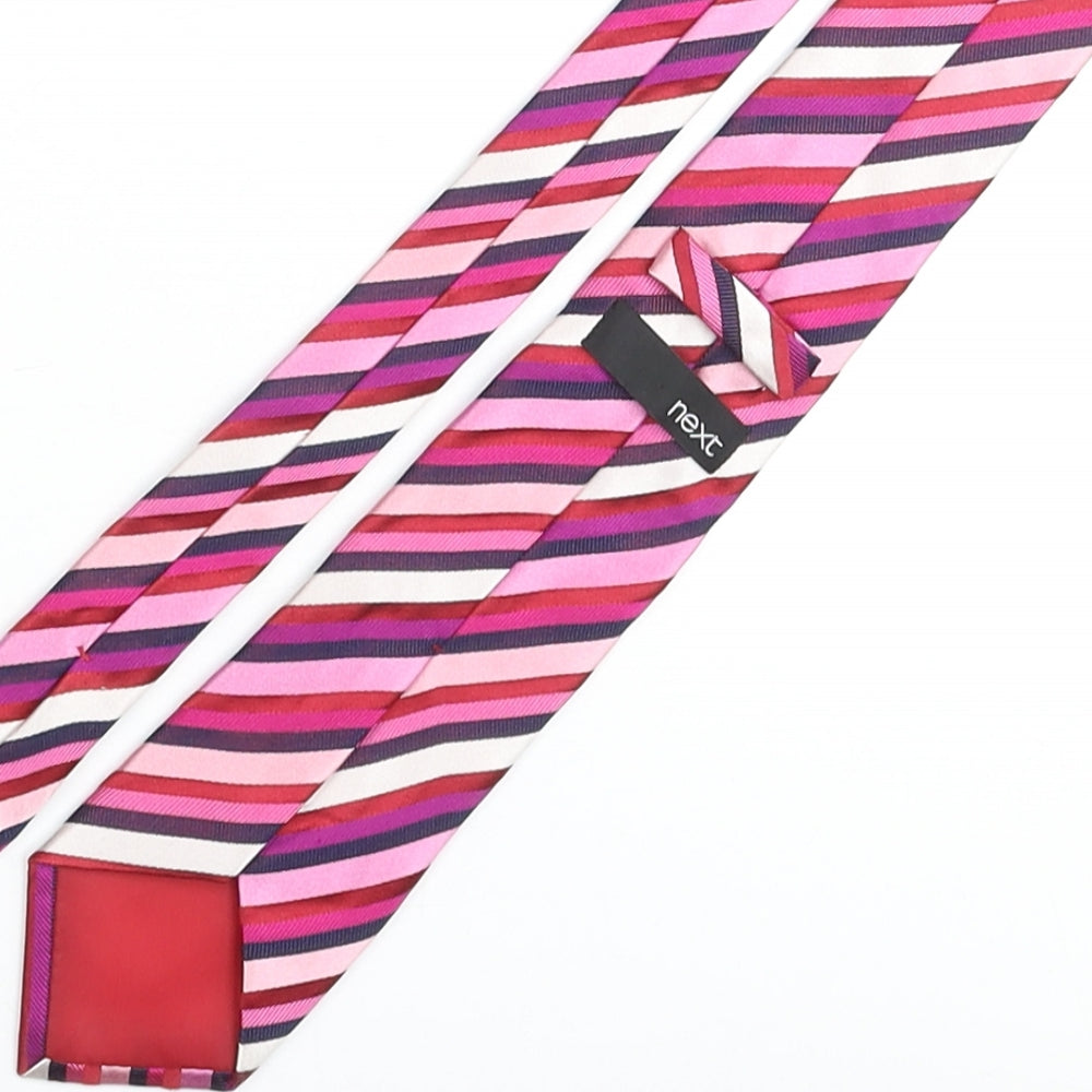 Next Mens Multicoloured Striped Silk Pointed Tie One Size