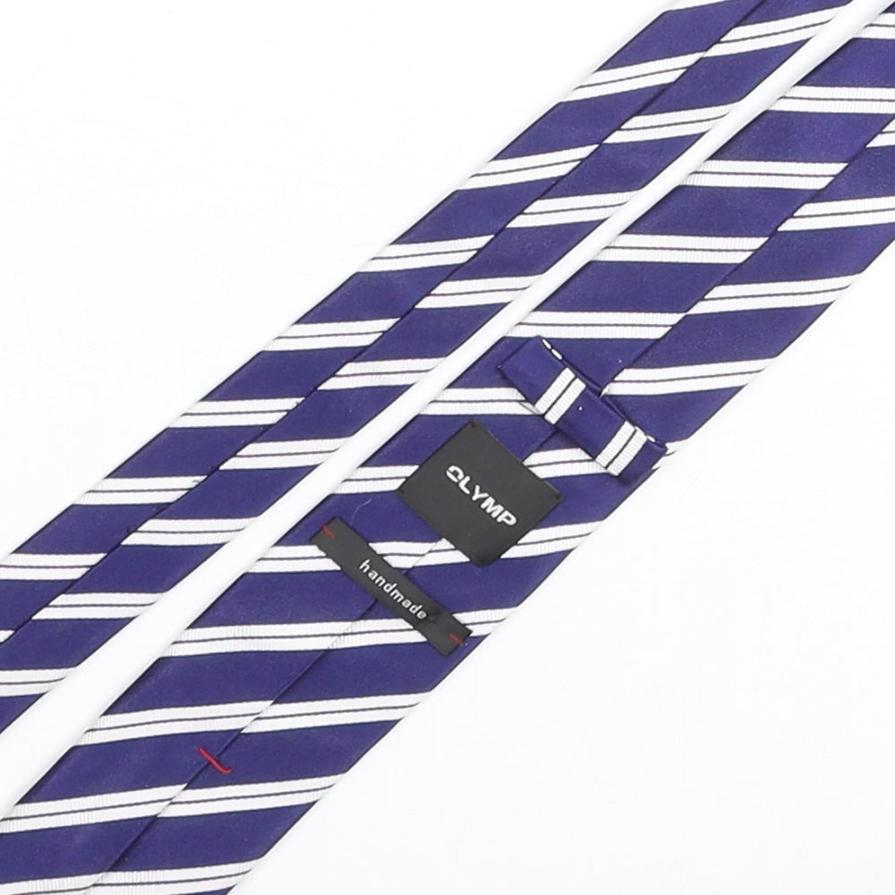 Olymp Mens Blue Striped Silk Pointed Tie One Size