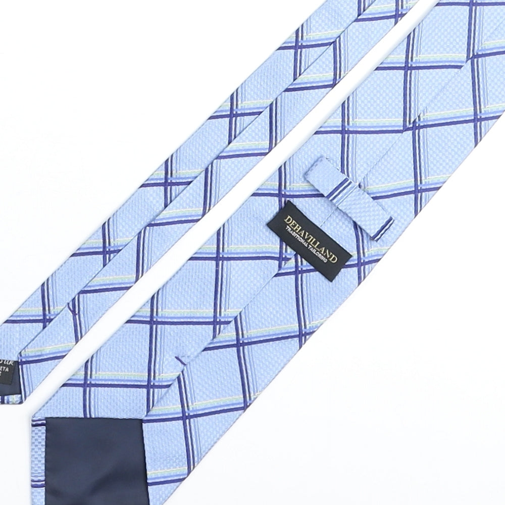 Dehavilland Mens Blue Plaids & Checks Silk Pointed Tie One Size
