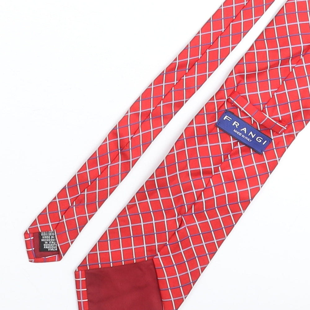 Frangi Mens Red Plaids & Checks Silk Pointed Tie One Size