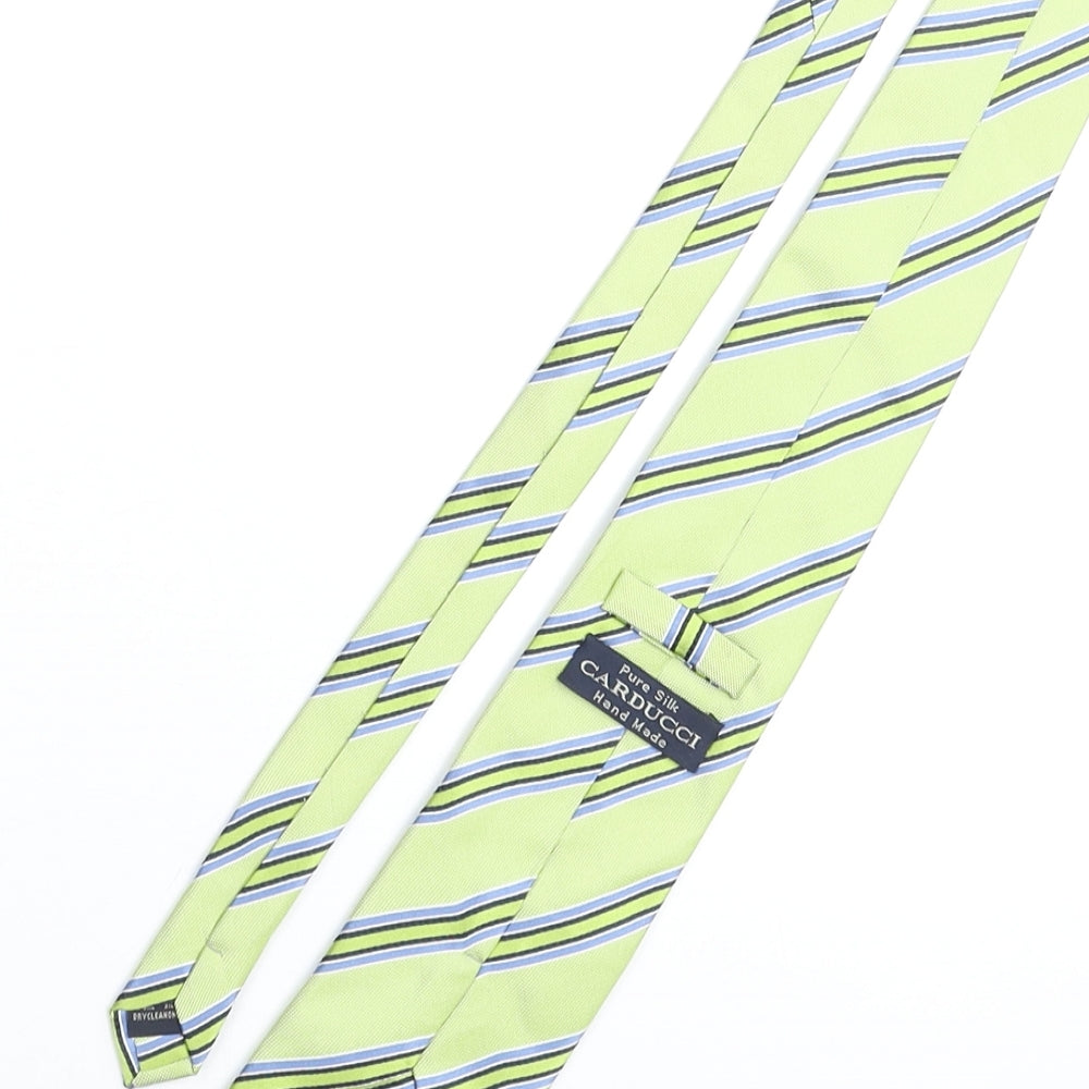 Carducci Mens Green Striped Silk Pointed Tie One Size