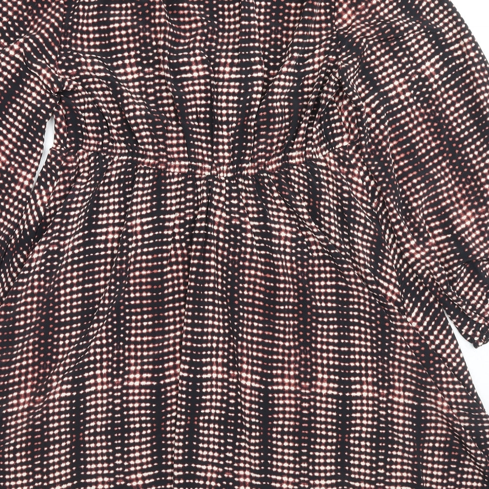 Marks & Spencer Womens Multicoloured Geometric Polyester Trapeze & Swing Size 10 V-Neck Pullover