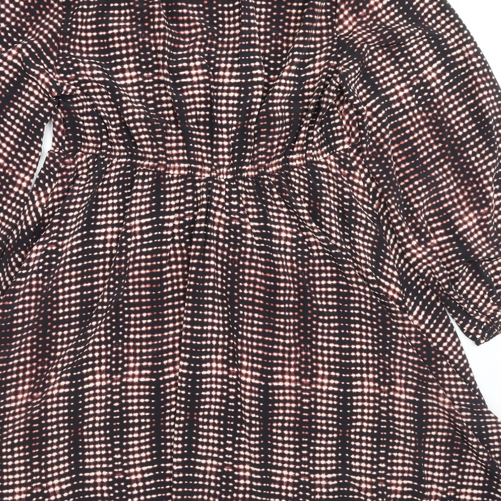Marks and Spencer Womens Multicoloured Geometric Polyester Trapeze & Swing Size 12 V-Neck Pullover
