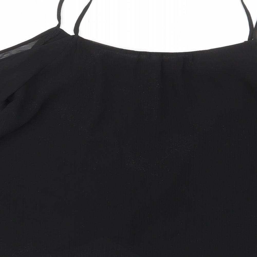 Lush Womens Black Polyester Basic T-Shirt Size S Scoop Neck - Lined, Off shouder