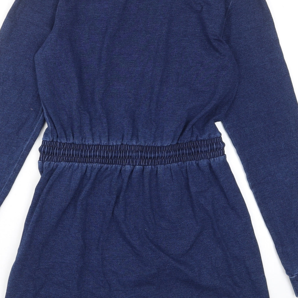FOREVER 21 Womens Blue Cotton A-Line Size M Crew Neck Pullover - Elastic waist, Pockets