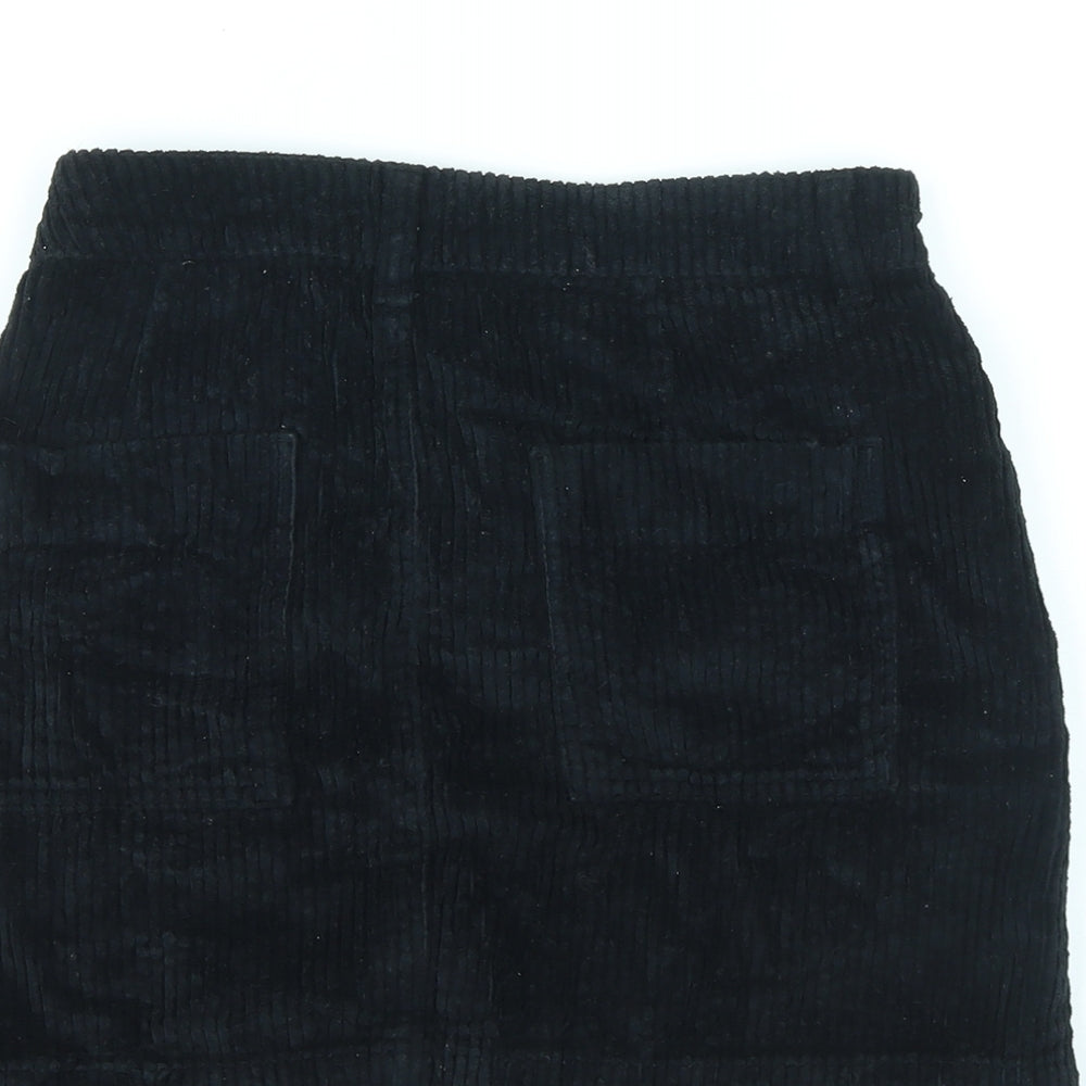 Urban Outfitters Womens Black Cotton Mini Skirt Size S Zip
