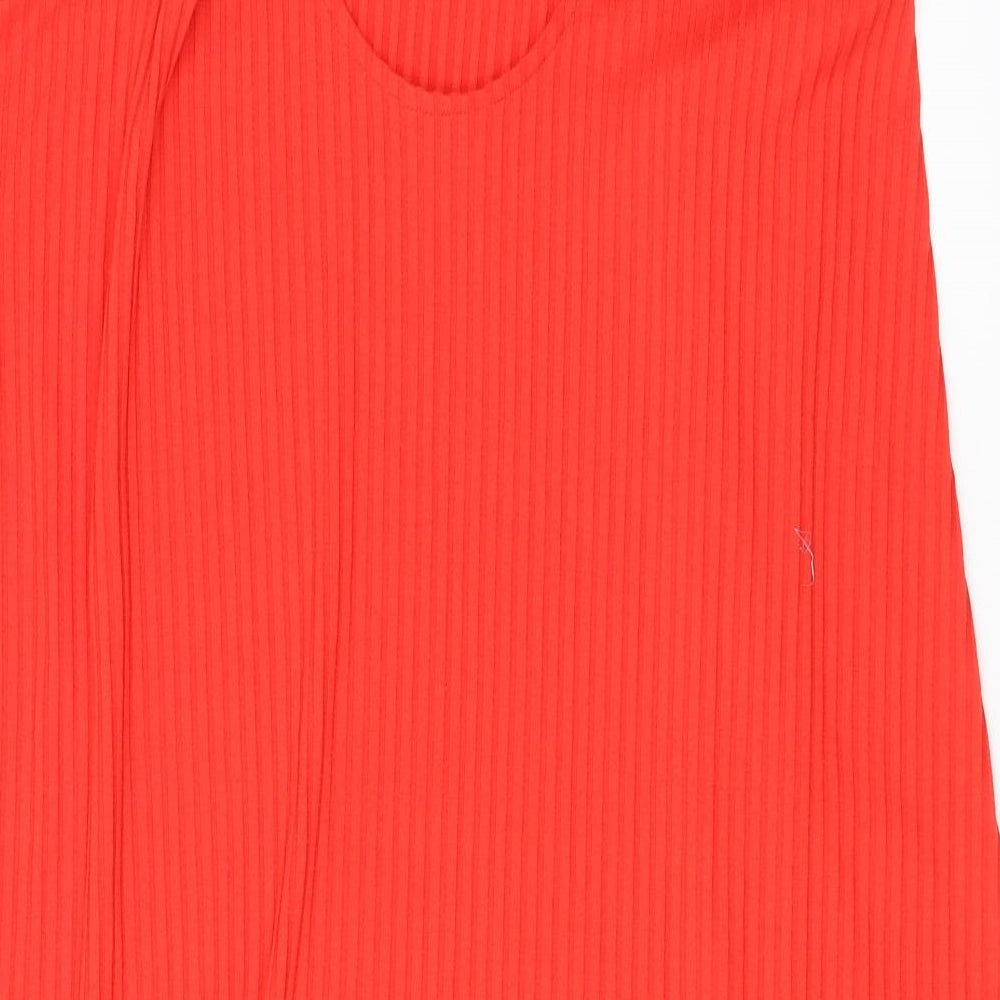 Monki Womens Red Polyester Tank Dress Size L Round Neck Pullover