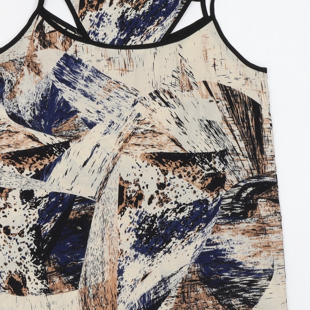 Sparkle & Fade Womens Beige Geometric Polyester Camisole Tank Size S Halter