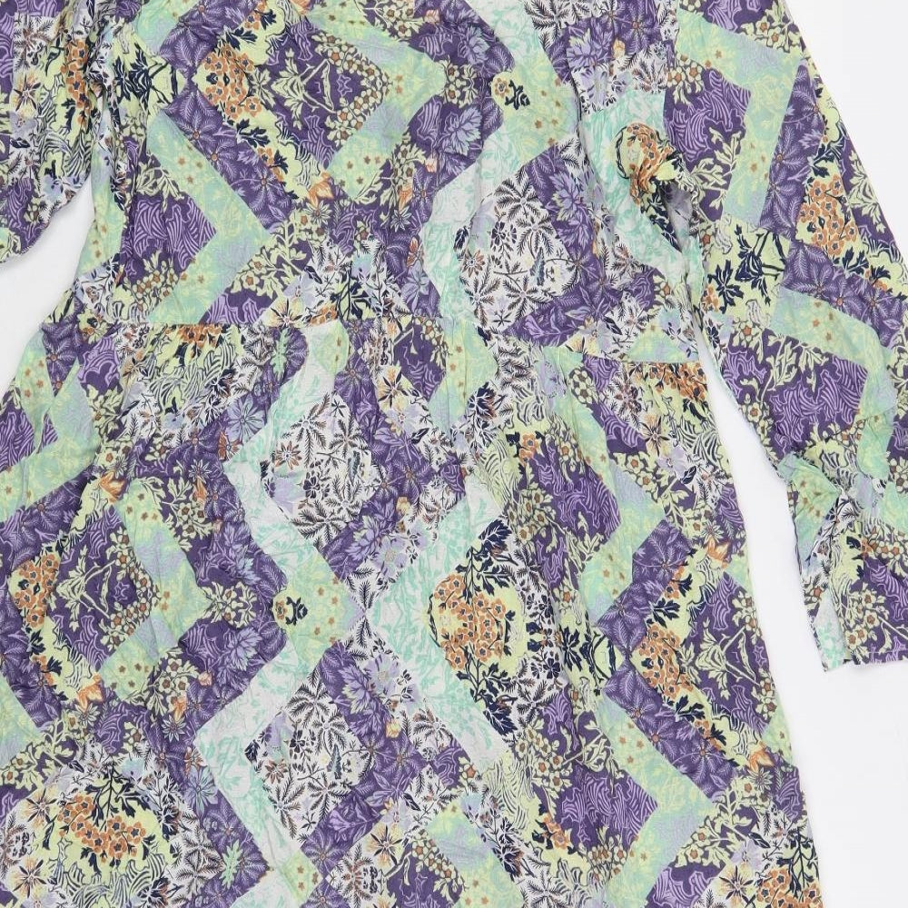 Indigo Womens Multicoloured Floral Modal A-Line Size 8 V-Neck Pullover