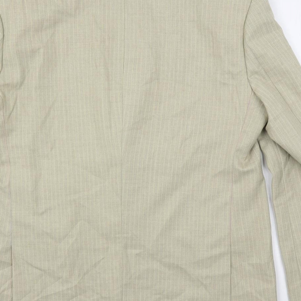 Gio gio Mens Beige Striped Polyester Jacket Suit Jacket Size 40 Regular