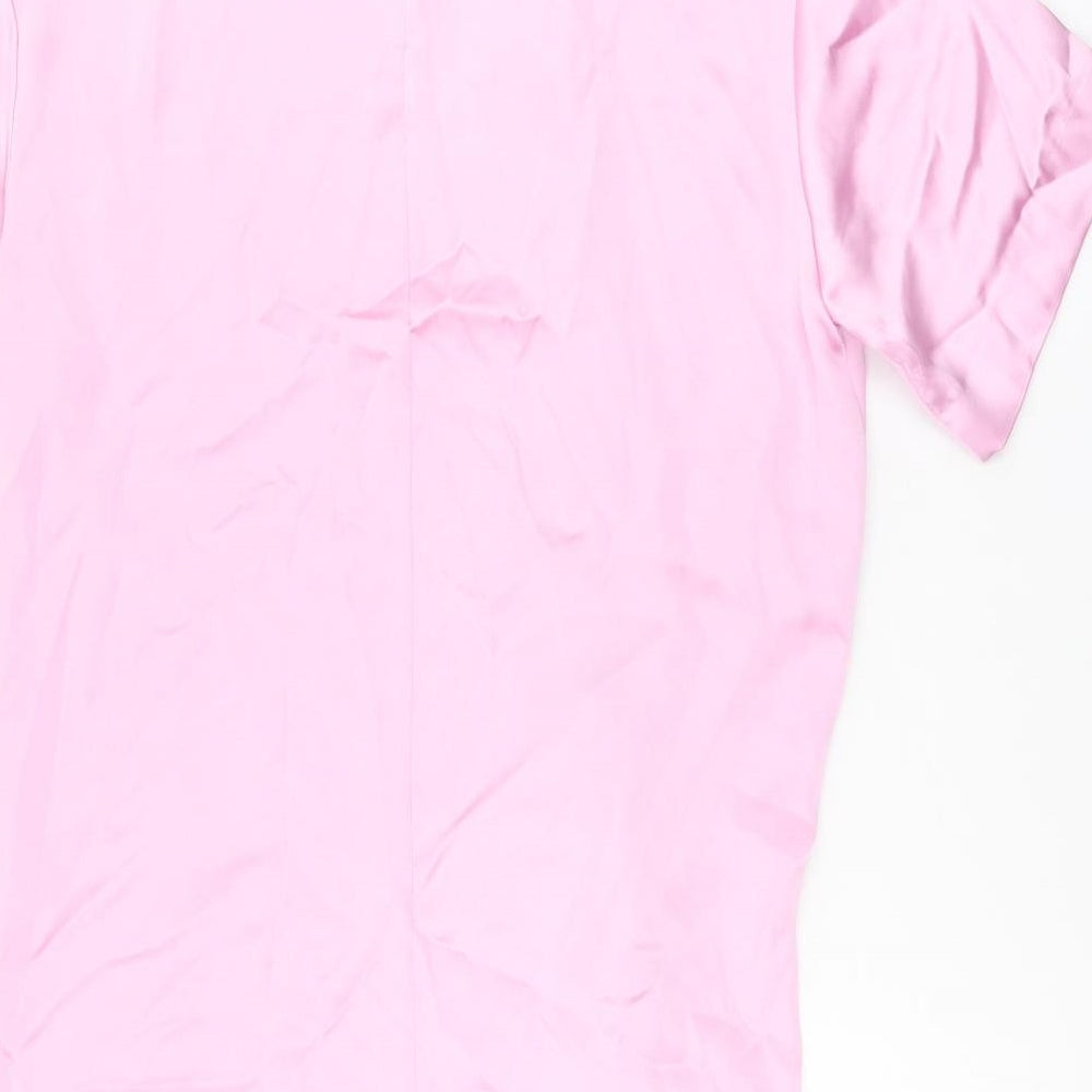 Zara Womens Pink Polyester Shift Size L Round Neck Zip
