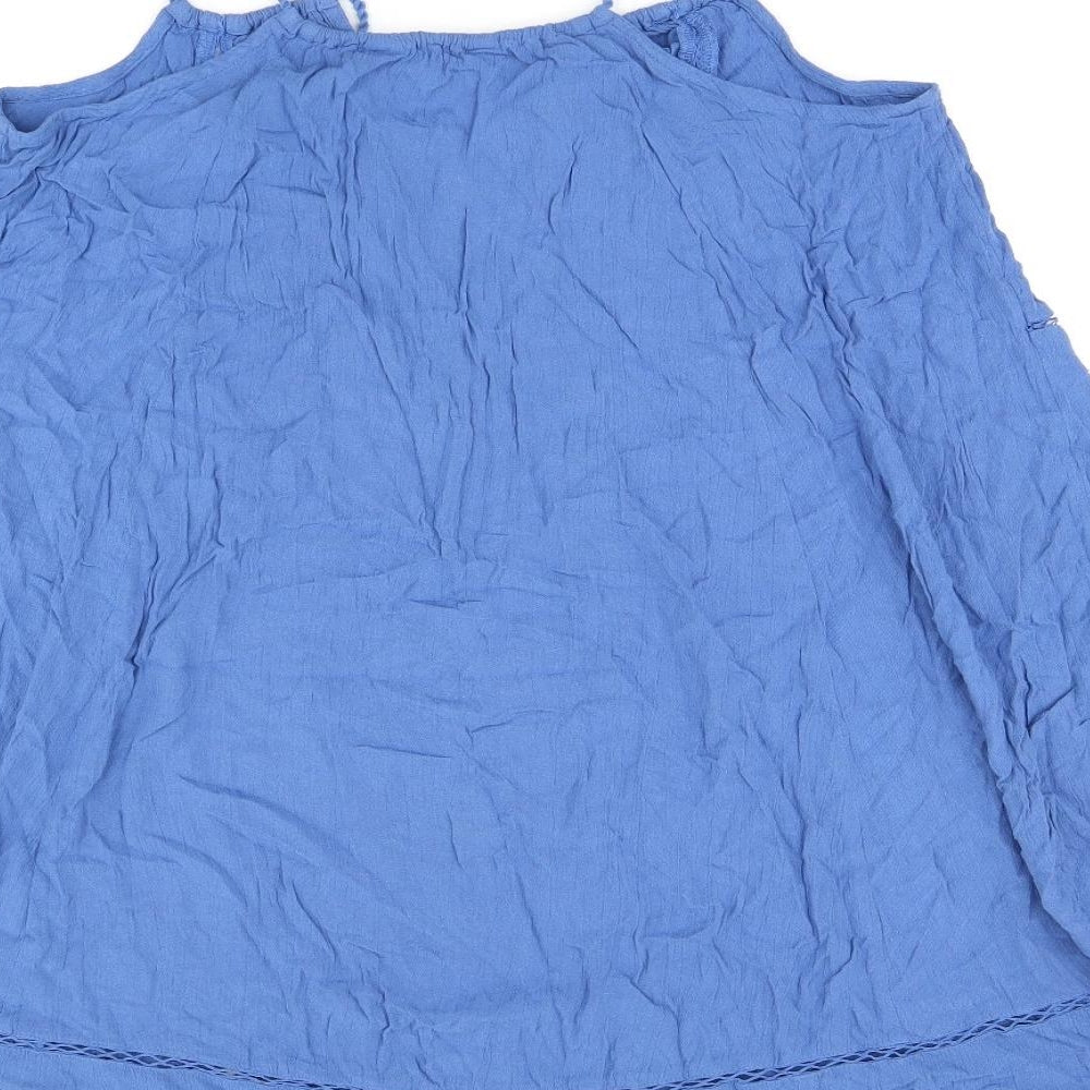 Debenhams Womens Blue Viscose Jersey T-Shirt Size 12 V-Neck