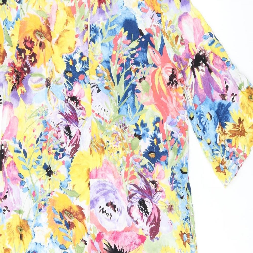 H&M Womens Multicoloured Floral Viscose Shift Size 10 Boat Neck Pullover