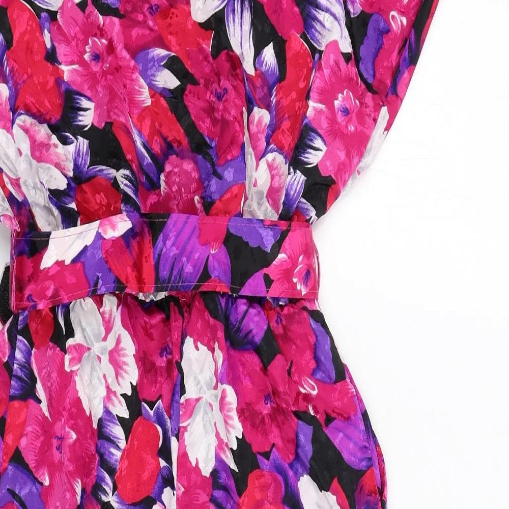 BHS Womens Multicoloured Floral Polyester Pencil Dress Size 10 V-Neck Pullover