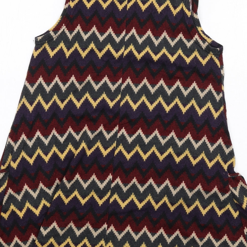 Izabel London Womens Multicoloured Chevron Polyester A-Line Size 8 Round Neck Pullover