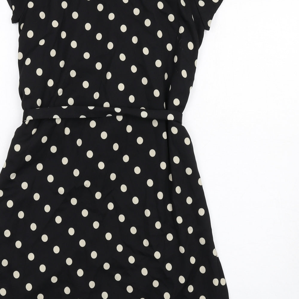 VERO MODA Womens Black Polka Dot Polyester A-Line Size XS Round Neck Button
