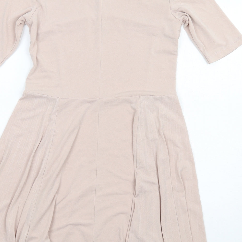 ASOS Womens Pink Polyester Fit & Flare Size 10 V-Neck Pullover