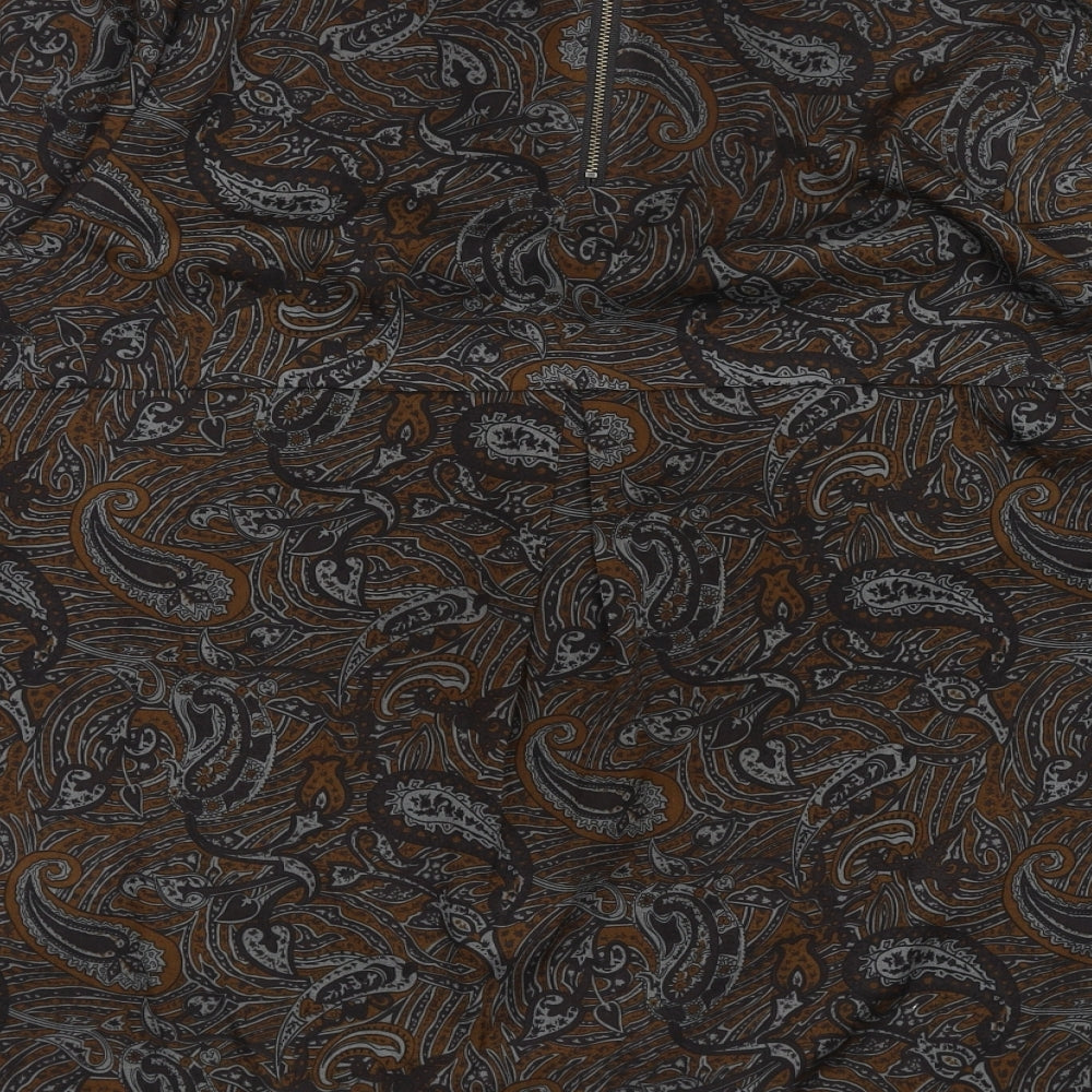 Selected Femme Womens Brown Paisley Polyester Basic T-Shirt Size 12 Round Neck