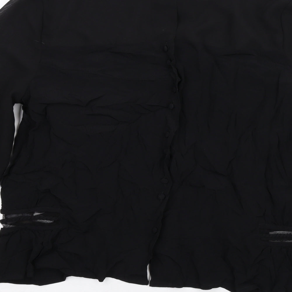Marks & Spencer Womens Black Viscose Basic Blouse Size 12 Round Neck