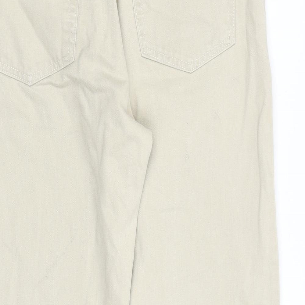 Marks & Spencer Mens Beige Cotton Straight Jeans Size 34 in L24 in Regular Zip