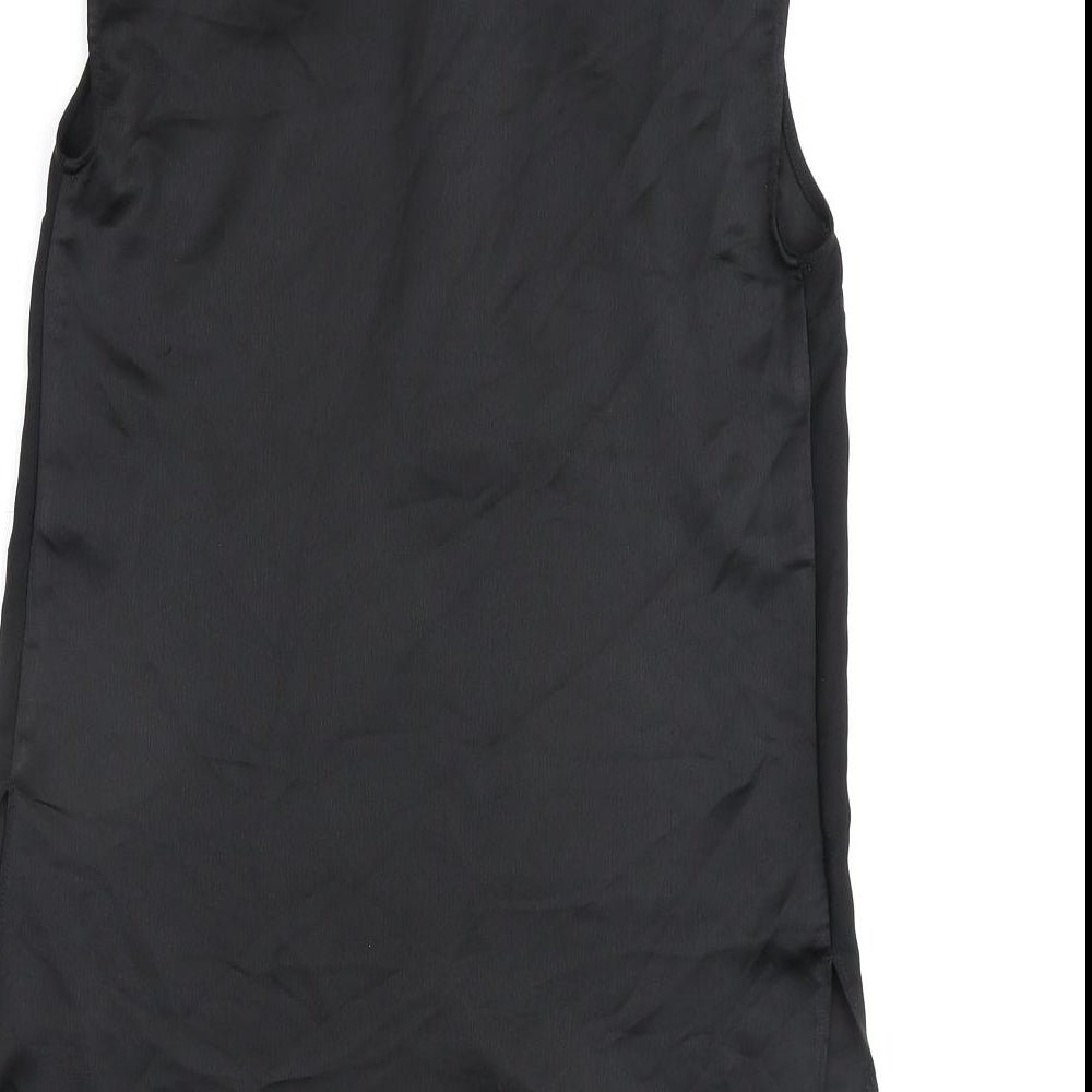 Warehouse Womens Black Polyester Basic Blouse Size 8 Round Neck