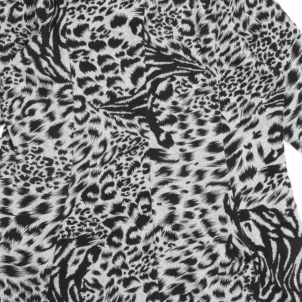 Marks & Spencer Womens Grey Animal Print Polyester A-Line Size 14 Round Neck Pullover
