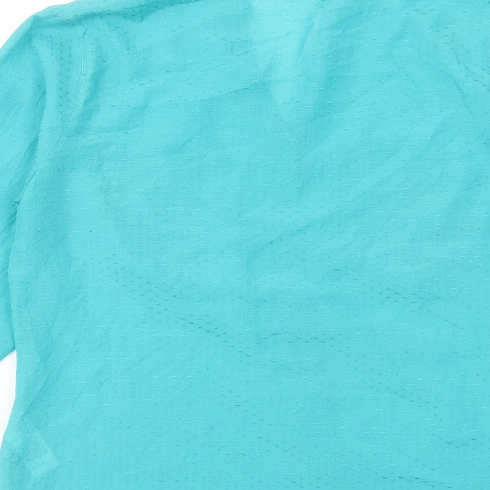 Marks & Spencer Womens Green Polyester Basic Button-Up Size 12 V-Neck