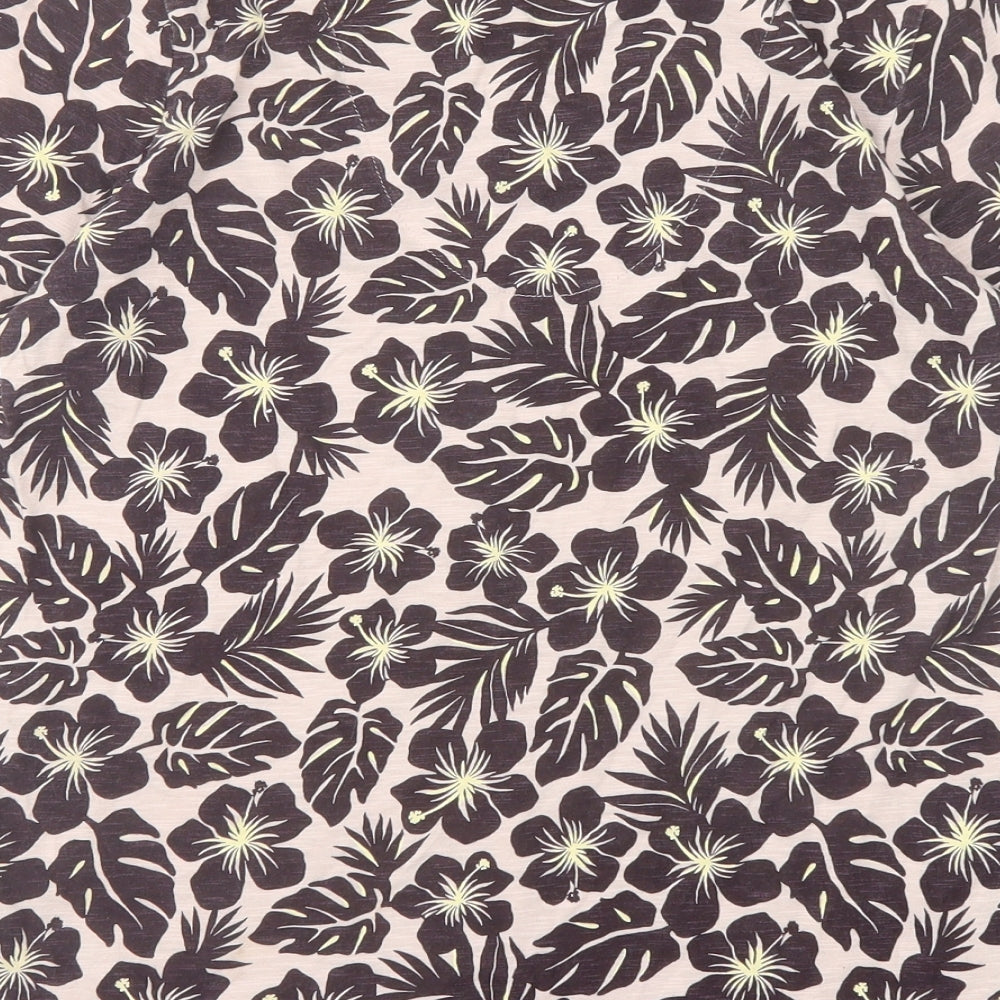 Marks & Spencer Womens Pink Floral Cotton Basic T-Shirt Size 8 V-Neck