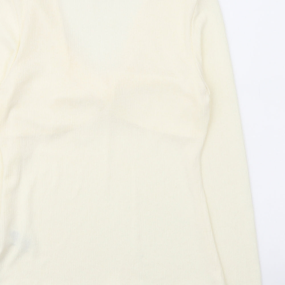 Marks & Spencer Womens Ivory Polyester Basic Blouse Size 14 V-Neck
