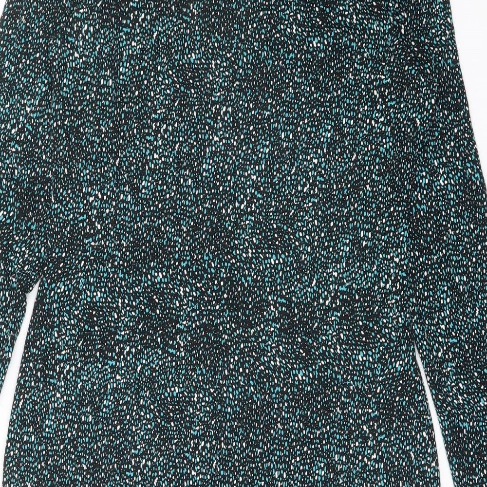 M&Co Womens Black Geometric Viscose Pencil Dress Size 14 Boat Neck Pullover