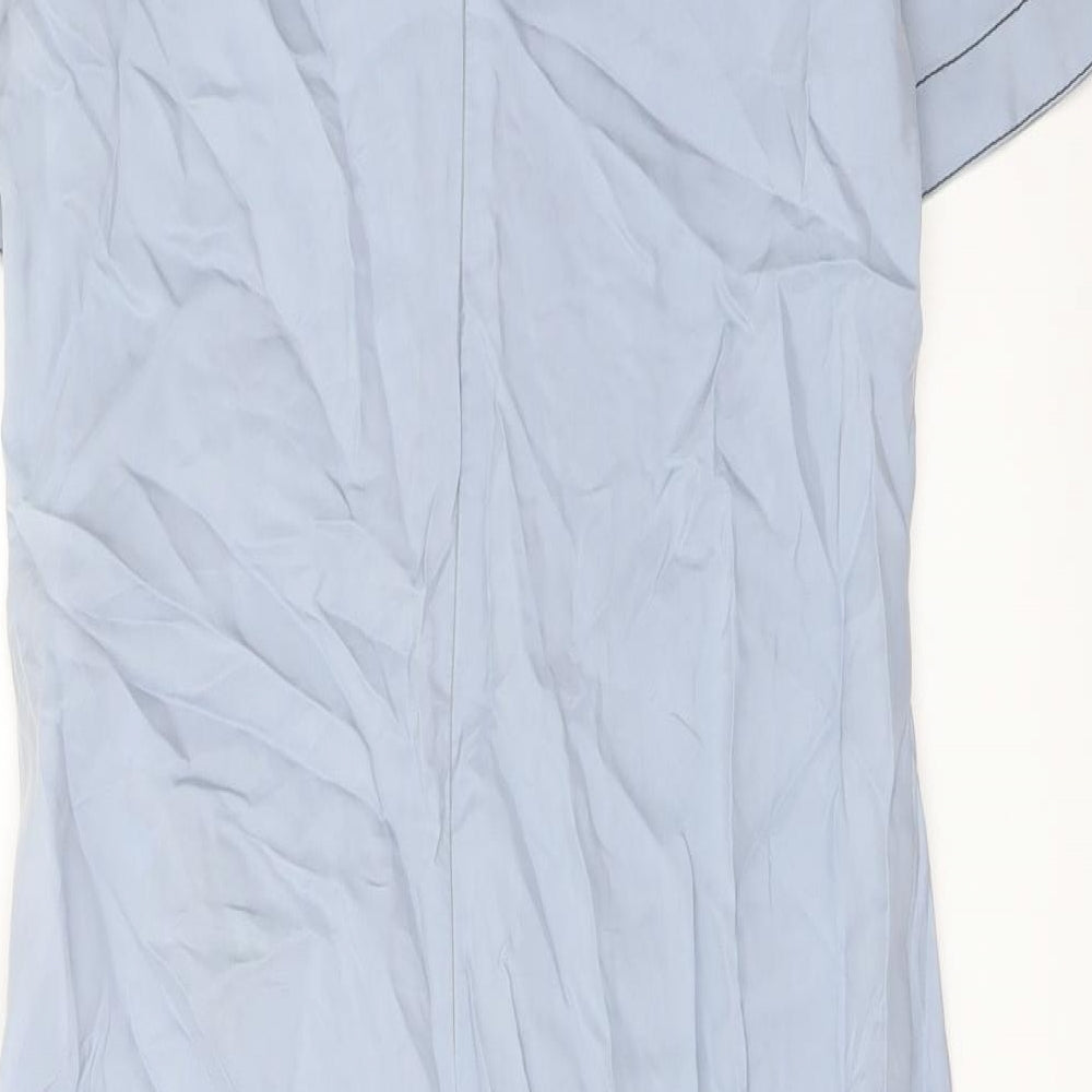 Zara Womens Blue Cupro Shift Size S Round Neck Zip