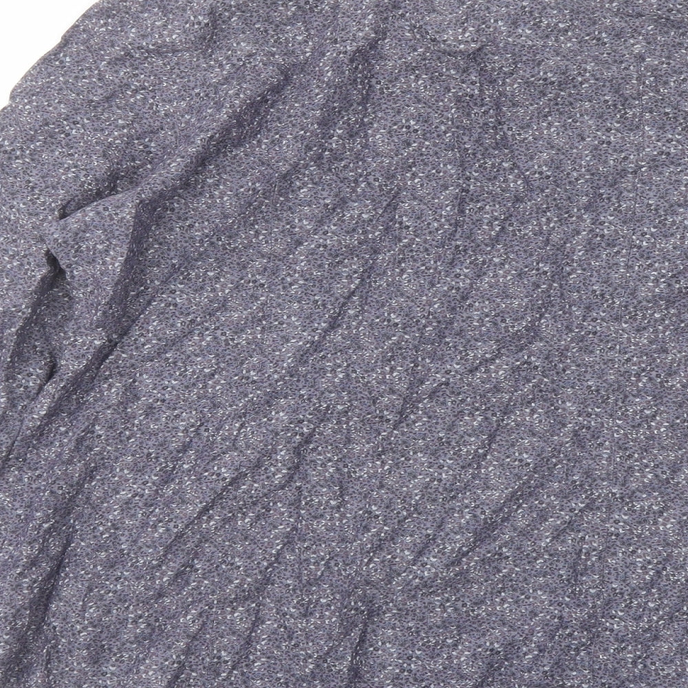 Marks & Spencer Womens Grey Geometric Cotton Basic Button-Up Size 12 Round Neck
